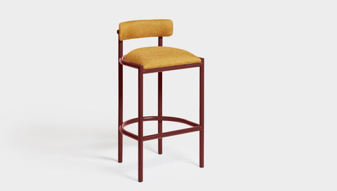 reddie-raw bar stool 50W x 46D x 96H *cm (75H seat height crushed) / Metal~Rust / Fabric~Blush Curry Cinta metal bar stool