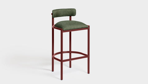 reddie-raw bar stool 50W x 46D x 96H *cm (75H seat height crushed) / Metal~Rust / Fabric~Blush Green Cinta metal bar stool