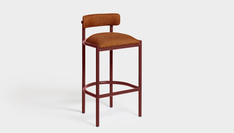 reddie-raw bar stool 50W x 46D x 96H *cm (75H seat height crushed) / Metal~Rust / Fabric~Blush Rust Cinta metal bar stool