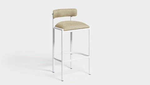 reddie-raw bar stool 50W x 46D x 96H *cm (75H seat height crushed) / Metal~White / Fabric~Blush Cream Cinta metal bar stool