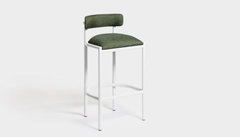 reddie-raw bar stool 50W x 46D x 96H *cm (75H seat height crushed) / Metal~White / Fabric~Blush Green Cinta metal bar stool