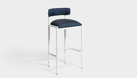 reddie-raw bar stool 50W x 46D x 96H *cm (75H seat height crushed) / Metal~White / Fabric~Blush Navy Cinta metal bar stool