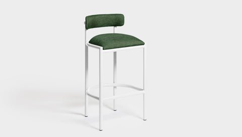 reddie-raw bar stool 50W x 46D x 96H *cm (75H seat height crushed) / Metal~White / Fabric~Davano Green Cinta metal bar stool