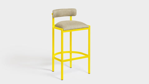 reddie-raw bar stool 50W x 46D x 96H *cm (75H seat height crushed) / Metal~Yellow / Fabric~Blush Cream Cinta metal bar stool