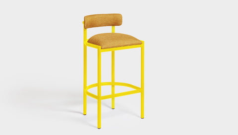 reddie-raw bar stool 50W x 46D x 96H *cm (75H seat height crushed) / Metal~Yellow / Fabric~Blush Curry Cinta metal bar stool