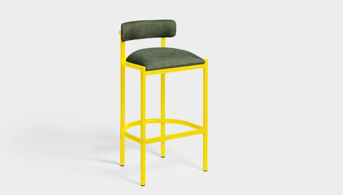 reddie-raw bar stool 50W x 46D x 96H *cm (75H seat height crushed) / Metal~Yellow / Fabric~Blush Green Cinta metal bar stool