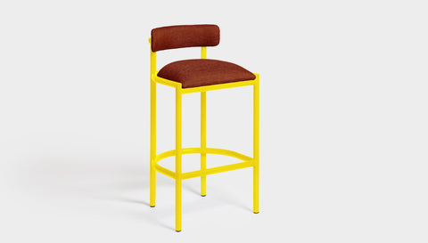 reddie-raw bar stool 50W x 46D x 96H *cm (75H seat height crushed) / Metal~Yellow / Fabric~Davano Sangria Cinta metal bar stool