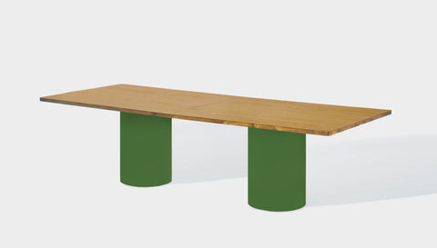 reddie-raw rectangular 240W x 100D x 75H *cm / Wood Veneer~Oak / Metal~Green Dora Drum Table - Wood