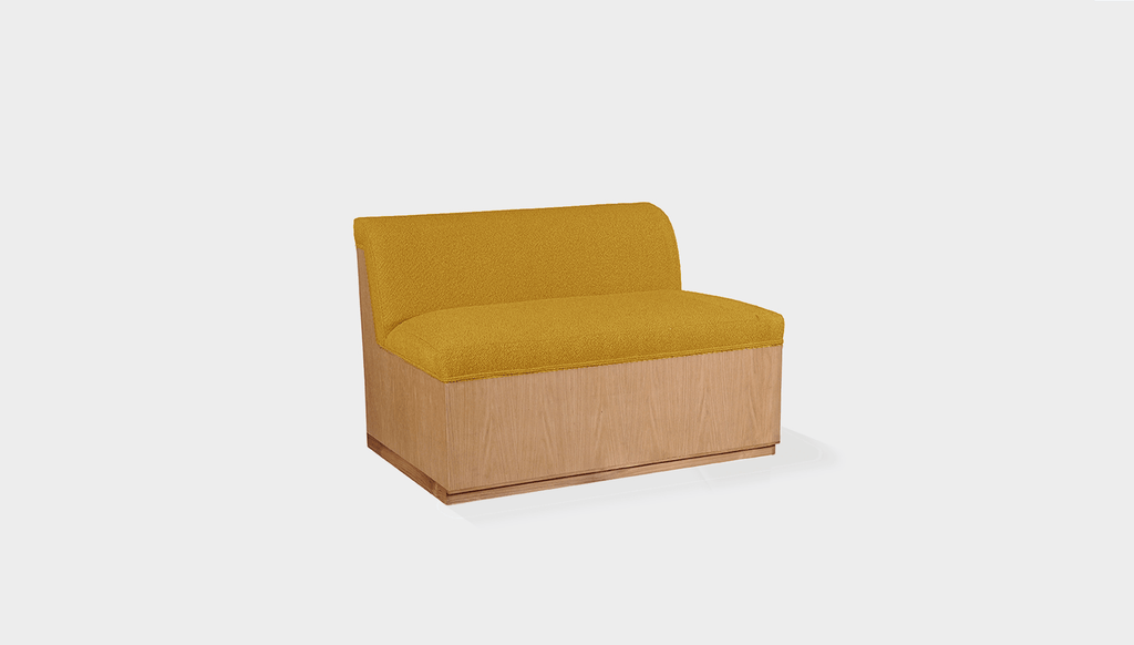 reddie-raw sofa 100W x 80D x 75H (45H seat) *cm / Fabric~Blush Curry / Wood Veneer~Oak Dylan Banquette