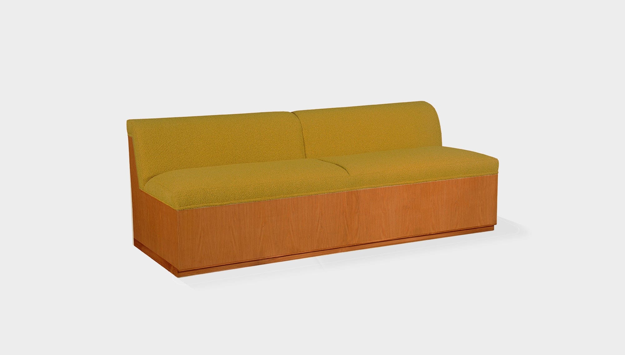 reddie-raw sofa 200W x 80D x 73H (43H seat) *cm / Fabric~Magma~Dijon / Wood Veneer~Teak Dylan Banquette