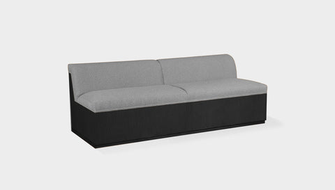 reddie-raw sofa 200W x 80D x 73H (43H seat) *cm / Fabric~Magma~Frost / Wood Veneer~Black Dylan Banquette