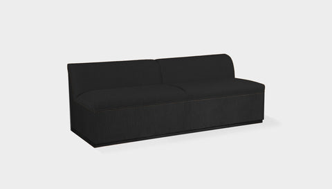 reddie-raw sofa 200W x 80D x 73H (43H seat) *cm / Fabric~Magma_Onyx / Wood Veneer~Black Dylan Banquette