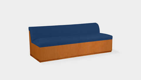 reddie-raw sofa 200W x 80D x 75H (45H seat) *cm / Fabric~Davano Cobalt / Wood Veneer~Teak Dylan Banquette