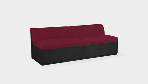 reddie-raw sofa 200W x 80D x 75H (45H seat) *cm / Fabric~Davano Sangria / Wood Veneer~Black Dylan Banquette