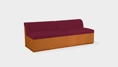 reddie-raw sofa 200W x 80D x 75H (45H seat) *cm / Fabric~Davano Sangria / Wood Veneer~Teak Dylan Banquette