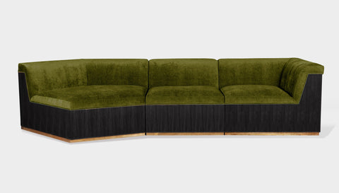 reddie-raw sofa 3 PIECE SOFA 316W x 122D x 73H (43H seat) *cm / Fabric~Magma Grass / Wood Veneer~Black Dylan Sofa