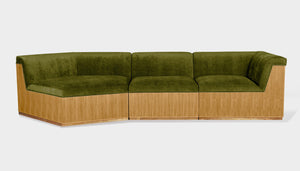 reddie-raw sofa 3 PIECE SOFA 316W x 122D x 73H (43H seat) *cm / Fabric~Magma Grass / Wood Veneer~Oak Dylan Sofa