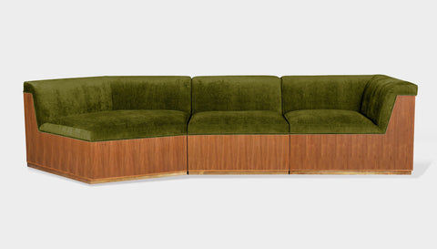 reddie-raw sofa 3 PIECE SOFA 316W x 122D x 73H (43H seat) *cm / Fabric~Magma Grass / Wood Veneer~Teak Dylan Sofa