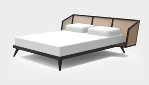 reddie-raw beds Double 218W x 198L x 100H (bed base 30H) *cm / Solid Reclaimed Wood~Black Jay Rattan Bed