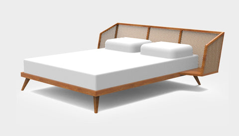 reddie-raw beds Double 218W x 198L x 100H (bed base 30H) *cm / Solid Reclaimed Wood~Natural Jay Rattan Bed