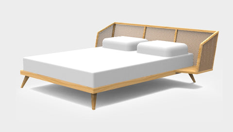 reddie-raw beds Double 218W x 198L x 100H (bed base 30H) *cm / Solid Reclaimed Wood~Oak Jay Rattan Bed