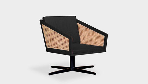 reddie-raw lounge chair 45W x 61D x 82H *cm (45H seat) / Solid Reclaimed Teak Wood~Black / Fabric~Vienna Black Jay Rattan Swivel Lounge Chair