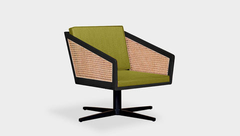 reddie-raw lounge chair 45W x 61D x 82H *cm (45H seat) / Solid Reclaimed Teak Wood~Black / Fabric~Vienna Moss Jay Rattan Swivel Lounge Chair