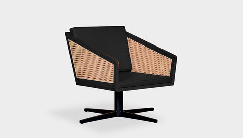 reddie-raw lounge chair 45W x 61D x 82H *cm (45H seat) / Solid Reclaimed Teak Wood~Black / Leather~Black Jay Rattan Swivel Lounge Chair