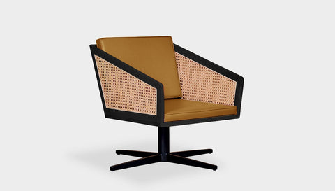 reddie-raw lounge chair 45W x 61D x 82H *cm (45H seat) / Solid Reclaimed Teak Wood~Black / Leather~Tan Jay Rattan Swivel Lounge Chair
