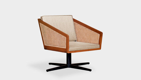 reddie-raw lounge chair 45W x 61D x 82H *cm (45H seat) / Solid Reclaimed Teak Wood~Natural / Fabric~Vienna Custard Jay Rattan Swivel Lounge Chair