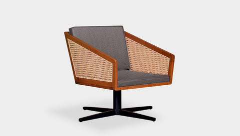 reddie-raw lounge chair 45W x 61D x 82H *cm (45H seat) / Solid Reclaimed Teak Wood~Natural / Fabric~Vienna Midgrey Jay Rattan Swivel Lounge Chair