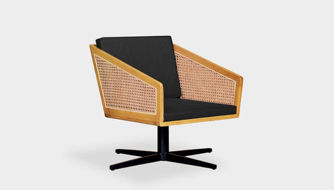 reddie-raw lounge chair 45W x 61D x 82H *cm (45H seat) / Solid Reclaimed Teak Wood~Oak / Fabric~Vienna Black Jay Rattan Swivel Lounge Chair