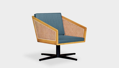 reddie-raw lounge chair 45W x 61D x 82H *cm (45H seat) / Solid Reclaimed Teak Wood~Oak / Fabric~Vienna Bluejay Jay Rattan Swivel Lounge Chair