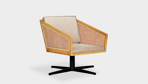 reddie-raw lounge chair 45W x 61D x 82H *cm (45H seat) / Solid Reclaimed Teak Wood~Oak / Fabric~Vienna Custard Jay Rattan Swivel Lounge Chair