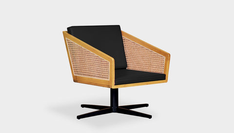 reddie-raw lounge chair 45W x 61D x 82H *cm (45H seat) / Solid Reclaimed Teak Wood~Oak / Leather~Black Jay Rattan Swivel Lounge Chair