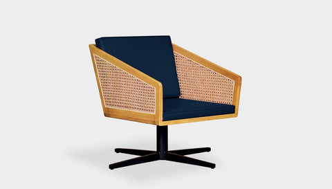 reddie-raw lounge chair 45W x 61D x 82H *cm (45H seat) / Solid Reclaimed Teak Wood~Oak / Leather~Navy Jay Rattan Swivel Lounge Chair