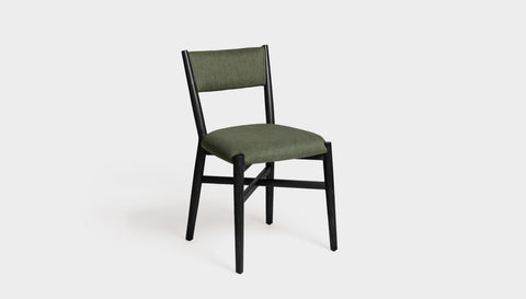 reddie-raw dining chair 46W x 49D x 82H *cm (46H seat) / Solid Reclaimed Teak Wood~Black / Fabric~Blush Green Jepara Fabric Dining Chair