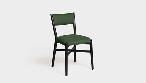 reddie-raw dining chair 46W x 49D x 82H *cm (46H seat) / Solid Reclaimed Teak Wood~Black / Fabric~Davano Green Jepara Fabric Dining Chair