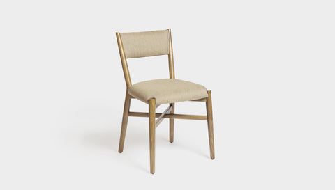 reddie-raw dining chair 46W x 49D x 82H *cm (46H seat) / Solid Reclaimed Teak Wood~Oak / Fabric~Blush Cream Jepara Fabric Dining Chair