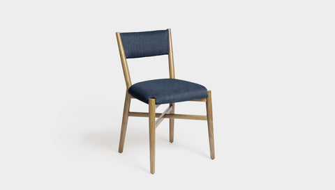 reddie-raw dining chair 46W x 49D x 82H *cm (46H seat) / Solid Reclaimed Teak Wood~Oak / Fabric~Blush Navy Jepara Fabric Dining Chair