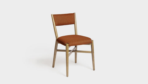 reddie-raw dining chair 46W x 49D x 82H *cm (46H seat) / Solid Reclaimed Teak Wood~Oak / Fabric~Blush Rust Jepara Fabric Dining Chair