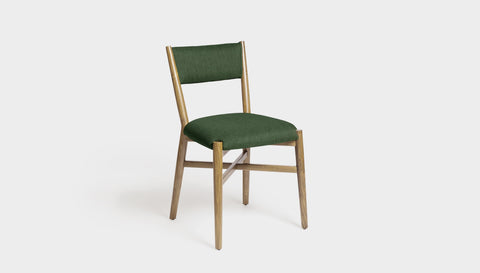 reddie-raw dining chair 46W x 49D x 82H *cm (46H seat) / Solid Reclaimed Teak Wood~Oak / Fabric~Davano Green Jepara Fabric Dining Chair