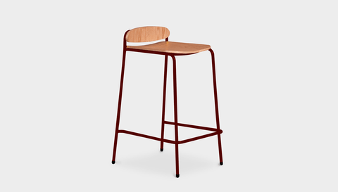 reddie-raw stool 55W x 53D x 86H *cm (75H seat) / Wood Veneer~Teak / Metal~Rust Kami Stackable Bar Stool
