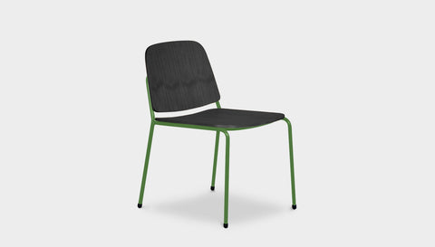 reddie-raw dining chair 52W x 57D x 79H *cm (45H seat) / Wood Veneer~Black / Metal~Green Kami Stackable Dining Chair