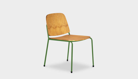 reddie-raw dining chair 52W x 57D x 79H *cm (45H seat) / Wood Veneer~Oak / Metal~Green Kami Stackable Dining Chair