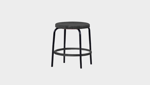 reddie-raw stool 35dia x 45H / Solid Reclaimed Teak Wood~Black / Metal~Black Milton Low Stool