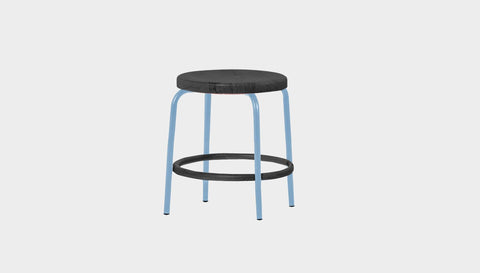 reddie-raw stool 35dia x 45H / Solid Reclaimed Teak Wood~Black / Metal~Blue Milton Low Stool