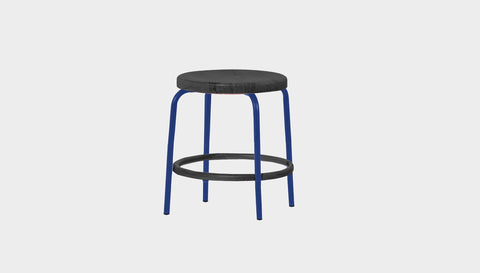 reddie-raw stool 35dia x 45H / Solid Reclaimed Teak Wood~Black / Metal~Navy Milton Low Stool