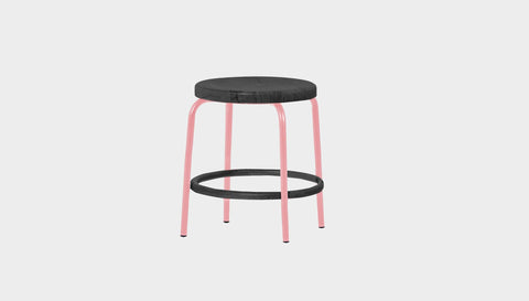 reddie-raw stool 35dia x 45H / Solid Reclaimed Teak Wood~Black / Metal~Pink Milton Low Stool