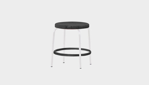 reddie-raw stool 35dia x 45H / Solid Reclaimed Teak Wood~Black / Metal~White Milton Low Stool